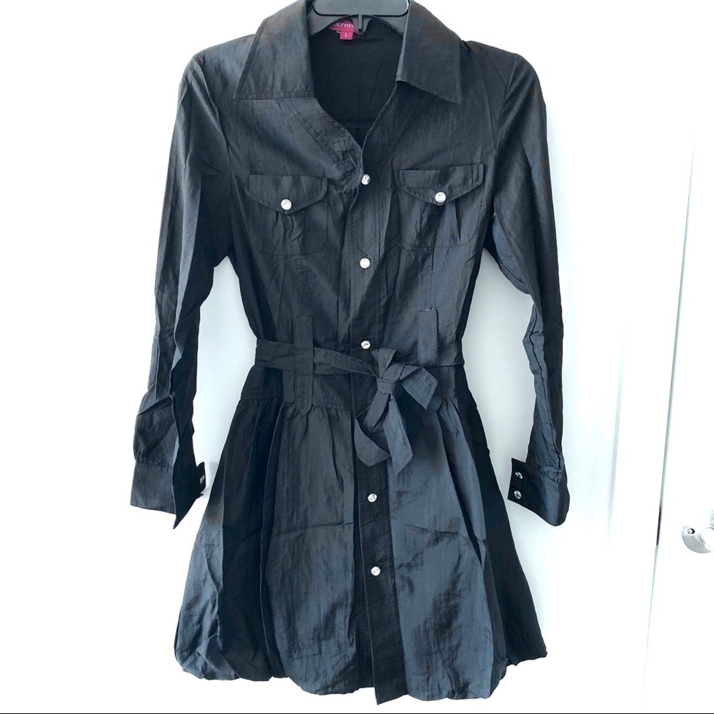 Outfitters Black Long Sleeve Dress Crystal Buttons